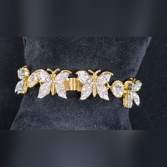 Gold and Clear Crystal Butterfly Bracelet - Picture 7 of 7